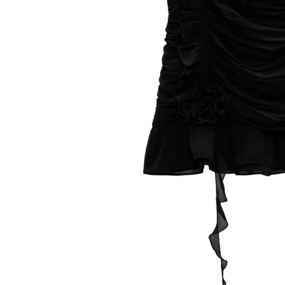 ZARA | Black | RUFFLED FLORAL DRESS - Picture 5 of 16